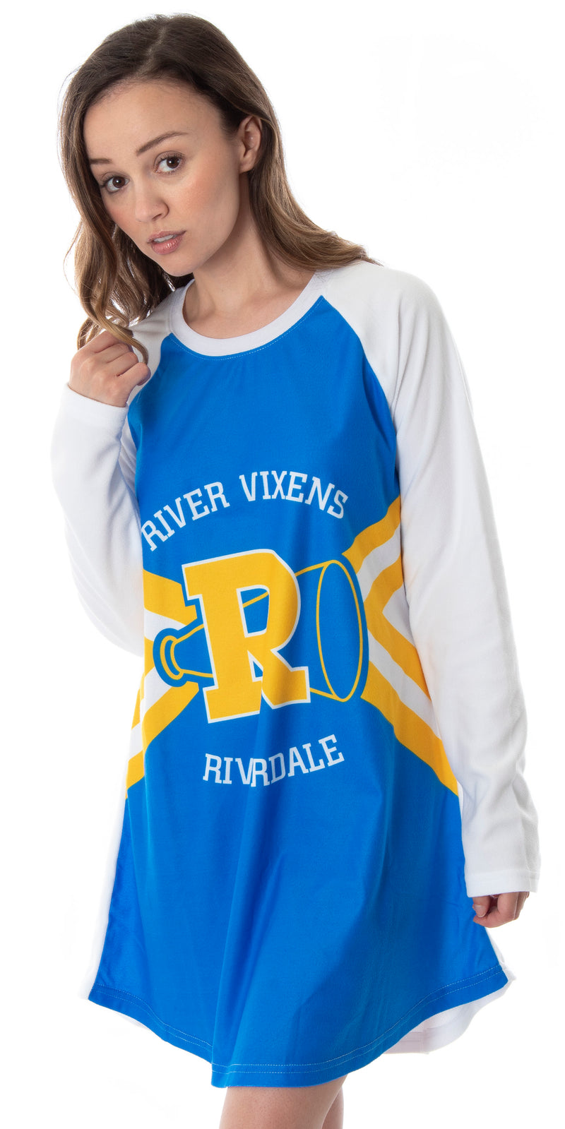 Riverdale Women's Juniors' River Vixens Cheerleaders Raglan Nightgown Sleep Shirt Pajama Top