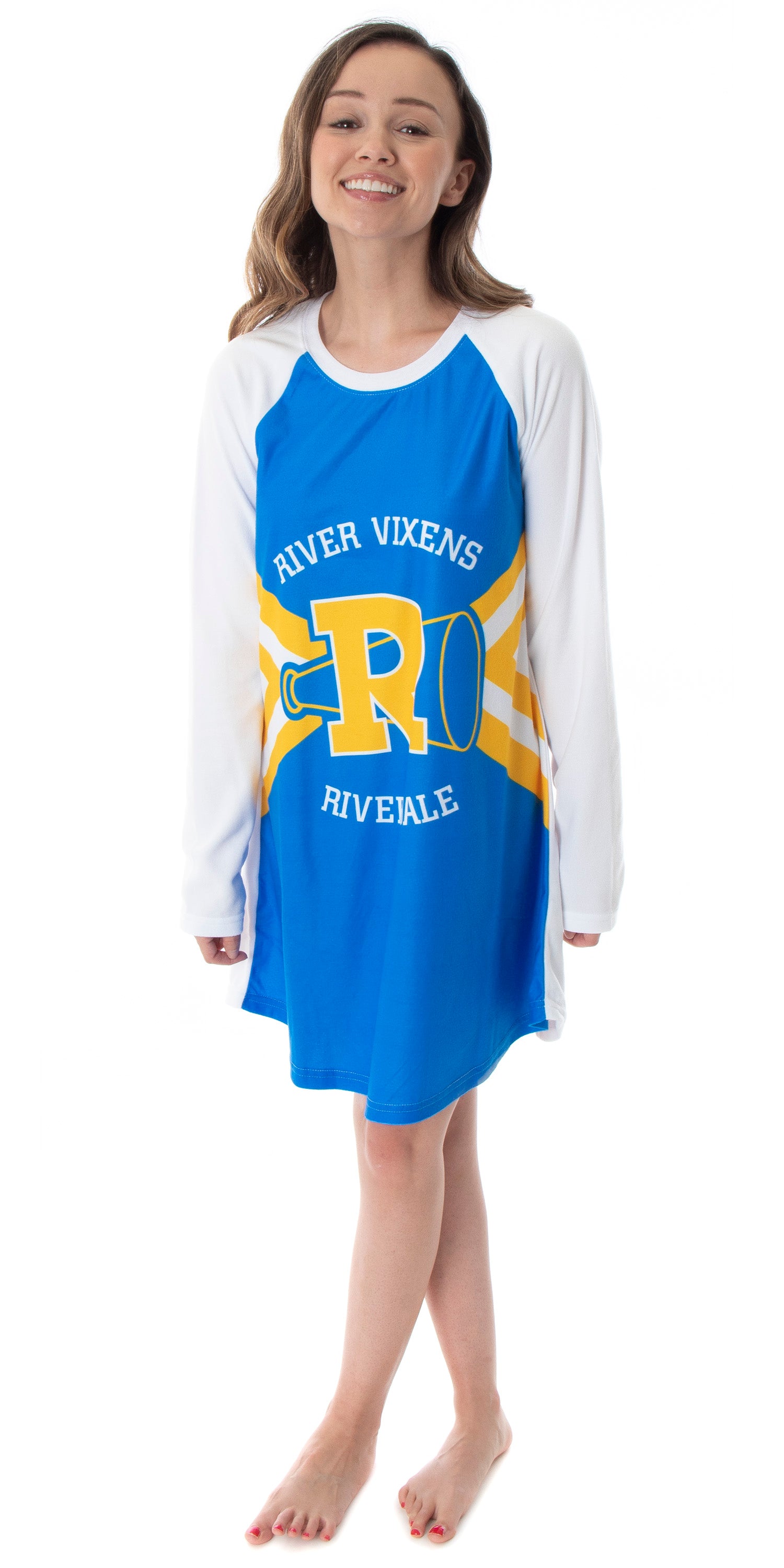 Riverdale Women's River Vixens Costume Raglan Sleep Shirt Pajama Nightgown