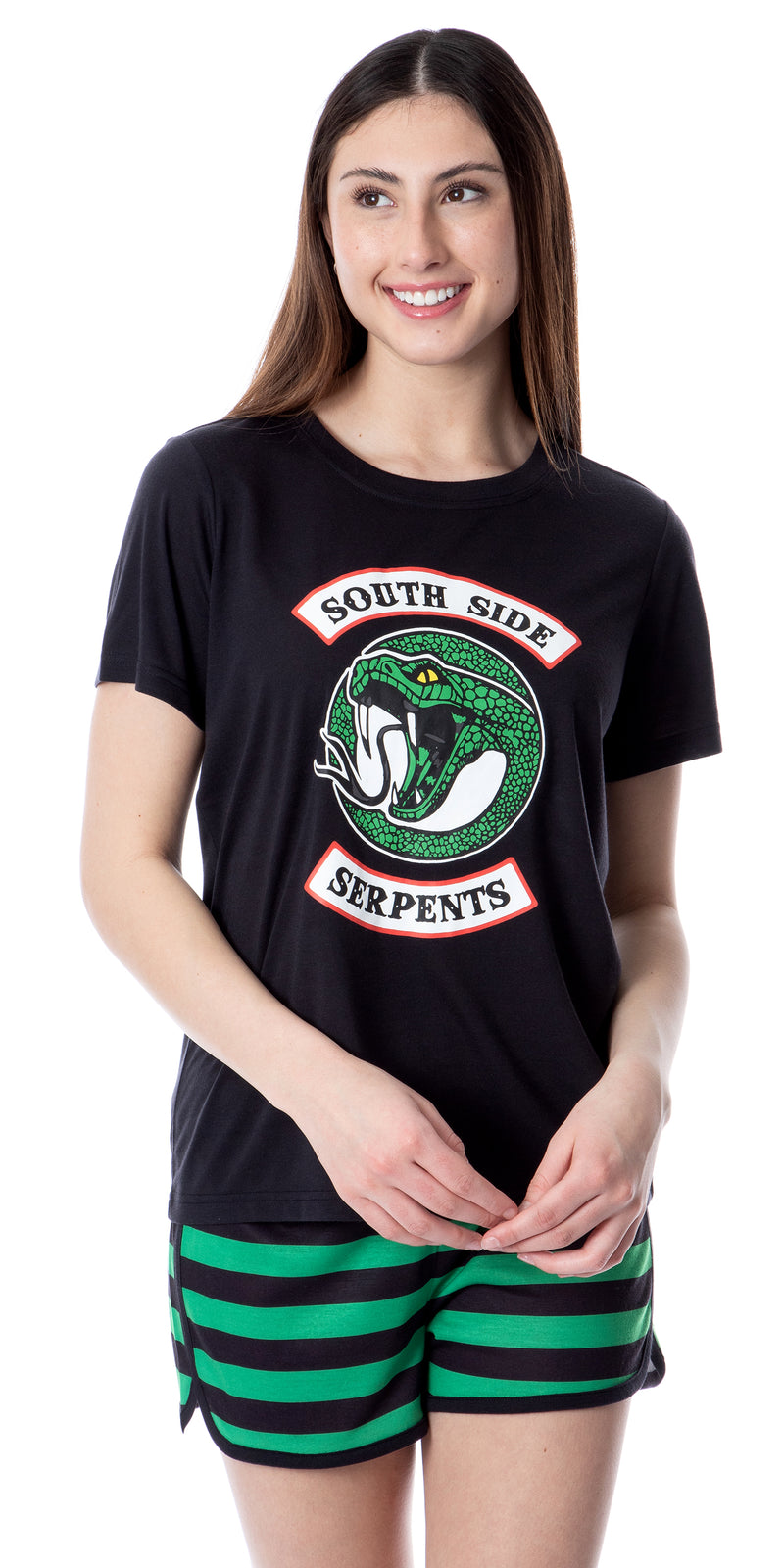 Riverdale Womens' Southside Serpents Sleep Pajama Set Short Crewneck