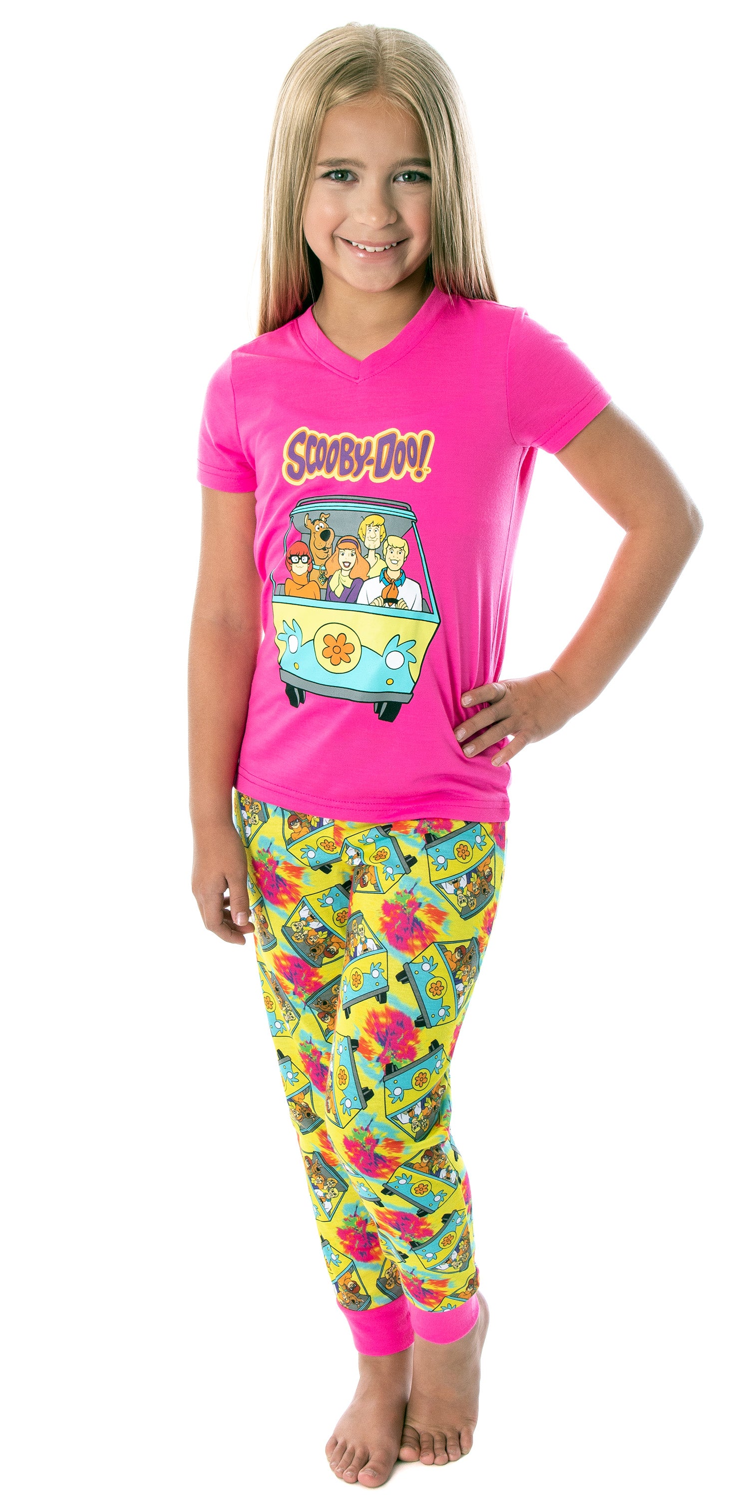 Scooby Doo Girls' Mystery Machine Shirt And Pants 2 PC Pajama Set (LG, 10/12)