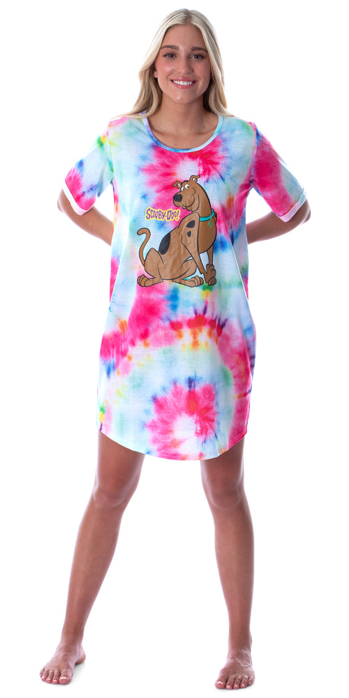 Scooby-Doo Women's Cartoon Graphic Tie Dye Nightgown Sleep Shirt Pajama