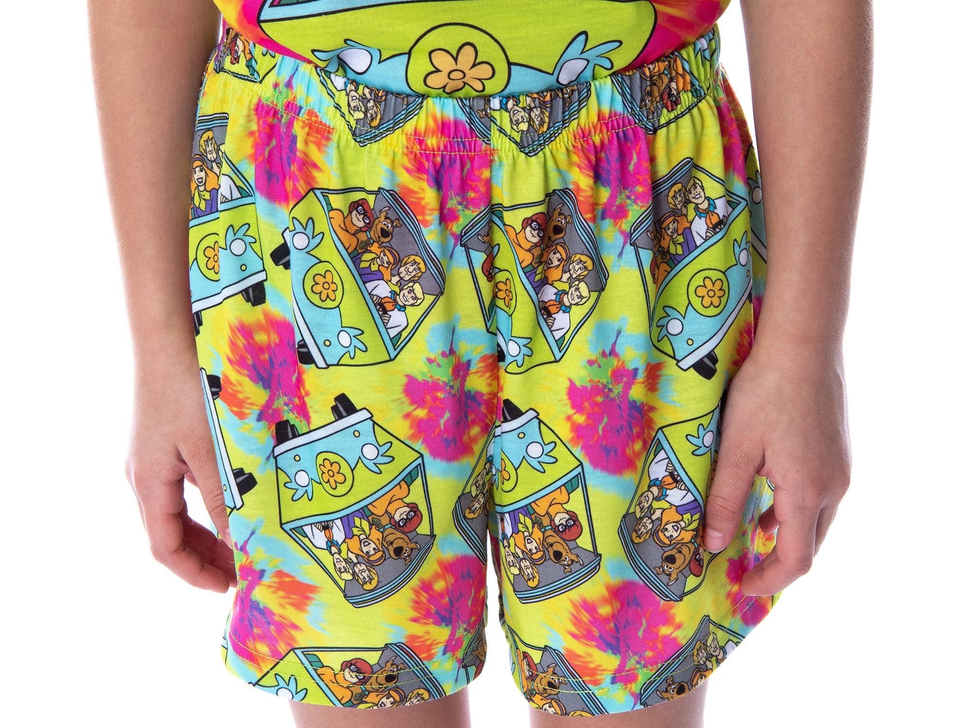 Scooby Doo Girls' Tie Dye Mystery Machine Shirt and Shorts Pajama Set