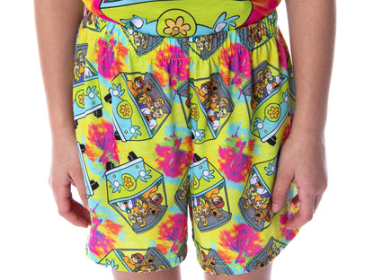 Scooby Doo Girls' Tie Dye Mystery Machine Shirt and Shorts Pajama Set