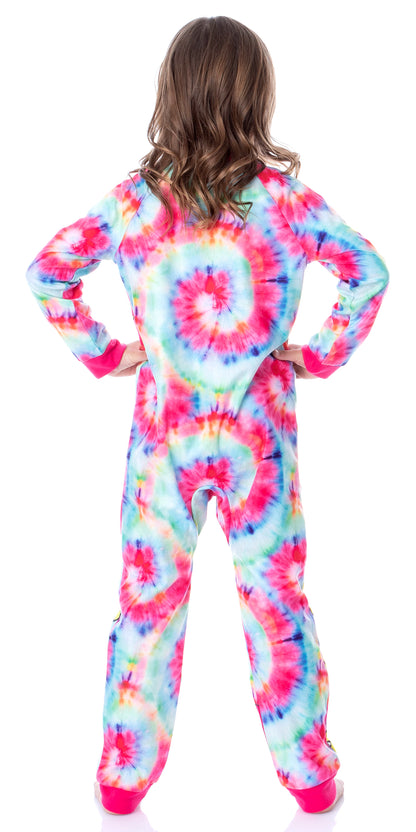 Scooby-Doo Girls' Tie-Dye Flower Power Union Suit Footless Sleep Pajama