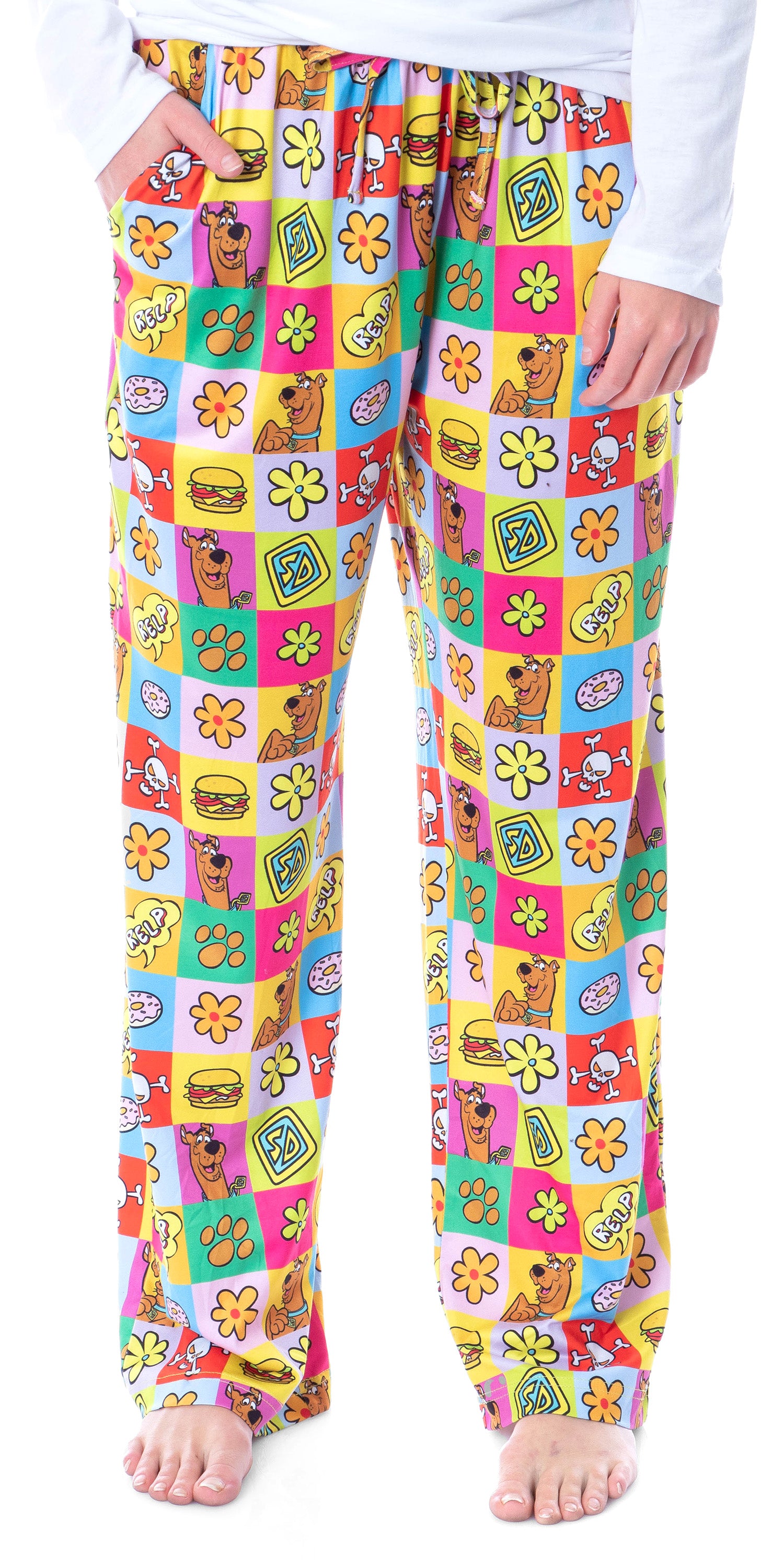 Scooby-Doo Womens' Relp Paw Print Square s Sleep Pajama Pants (Large)