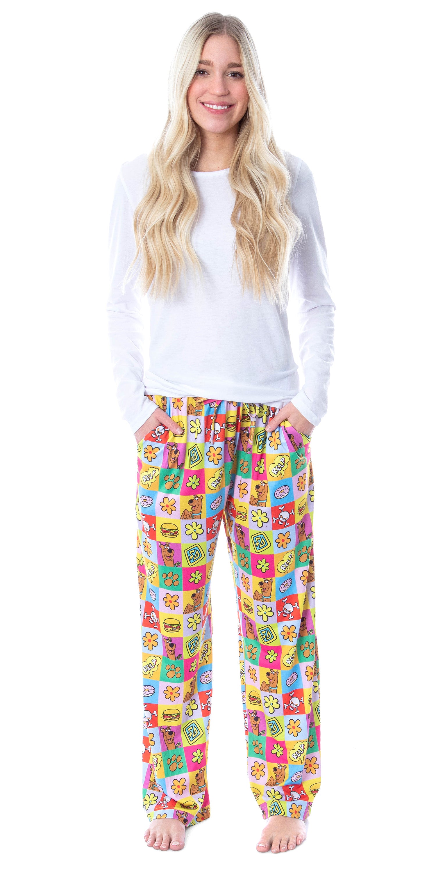 Scooby-Doo Womens' Relp Paw Print Square s Sleep Pajama Pants (Large)