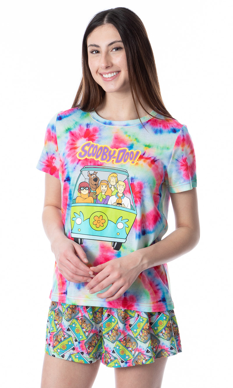 Scooby-Doo Womens' Mystery Machine Tie Dye Sleep Pajama Set Short