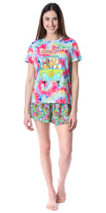 Scooby-Doo Womens' Mystery Machine Tie Dye Sleep Pajama Set Short (X-Small)