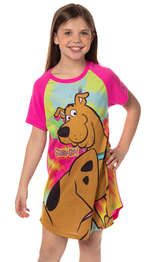 Scooby-Doo Girls' Classic Character Tie-Dye Nightgown Sleep Pajama Shirt