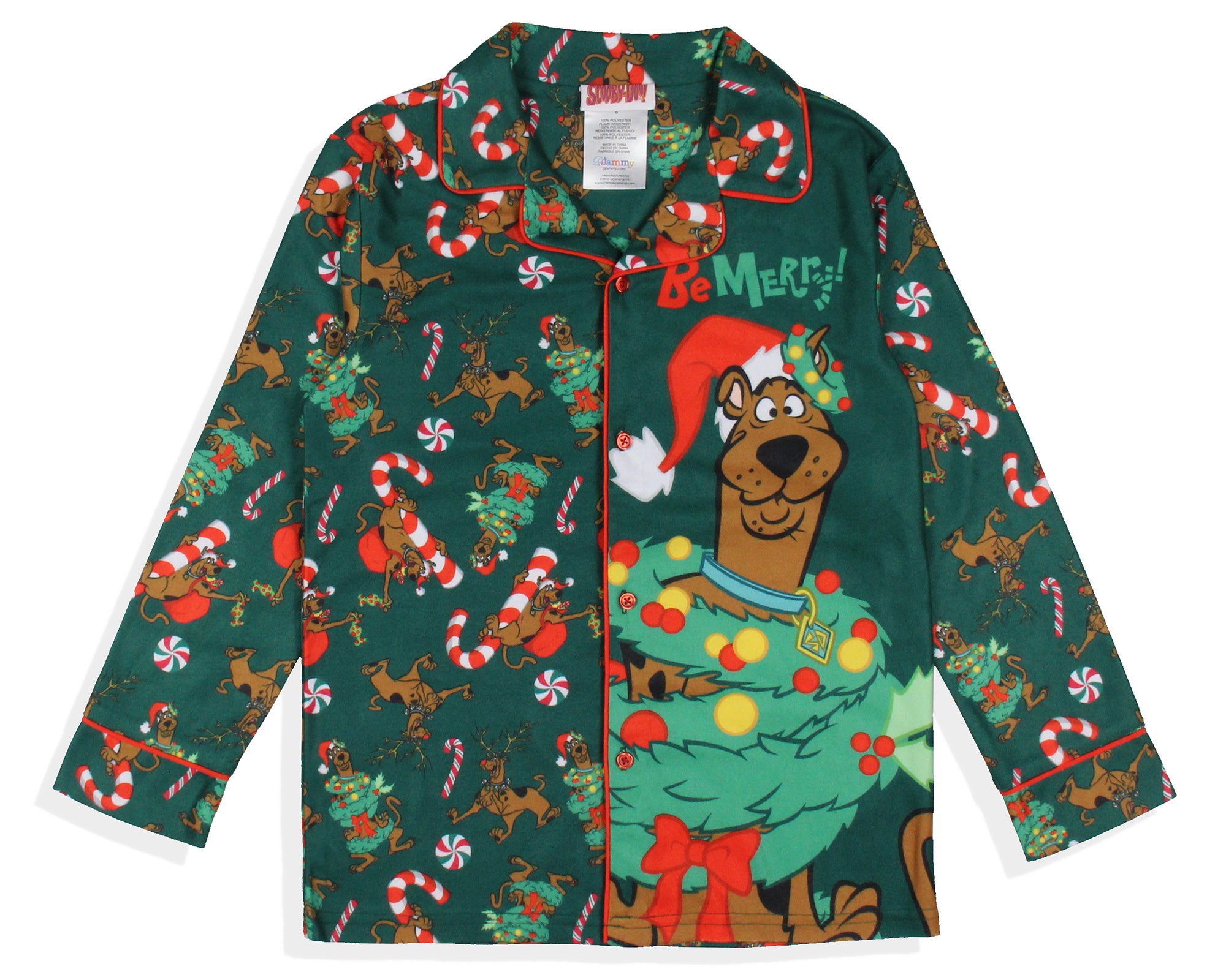 Scooby-Doo Boys' Christmas Character Tree Reindeer Button Sleep Pajama Set