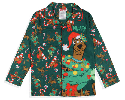 Scooby-Doo Boys' Christmas Character Tree Reindeer Button Sleep Pajama Set