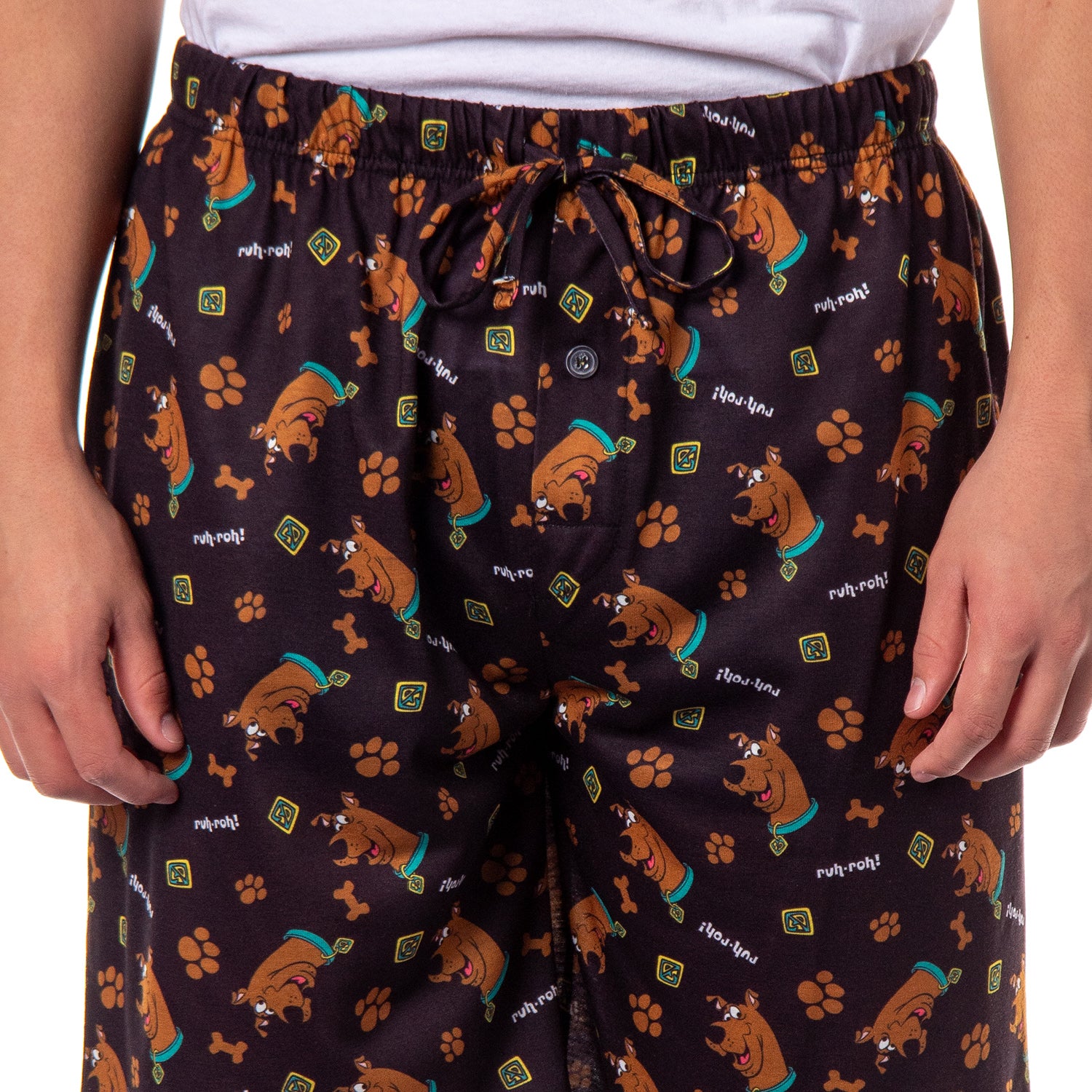 Scooby-Doo Men's Ruh-Roh! Dog Tag All-Over Print Sleep Pajama Shorts