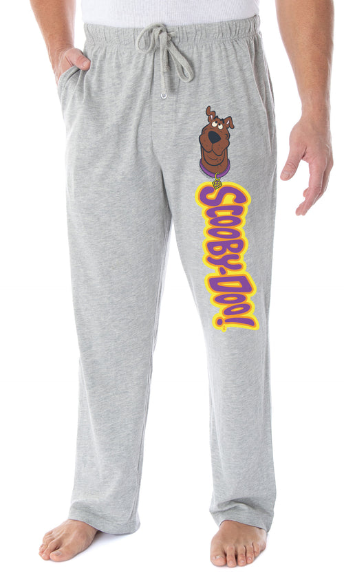 Scooby Doo Men's Scooby-Doo Head Cartoon Script Logo Loungewear Sleep Bottoms Pajama Pants (Medium)