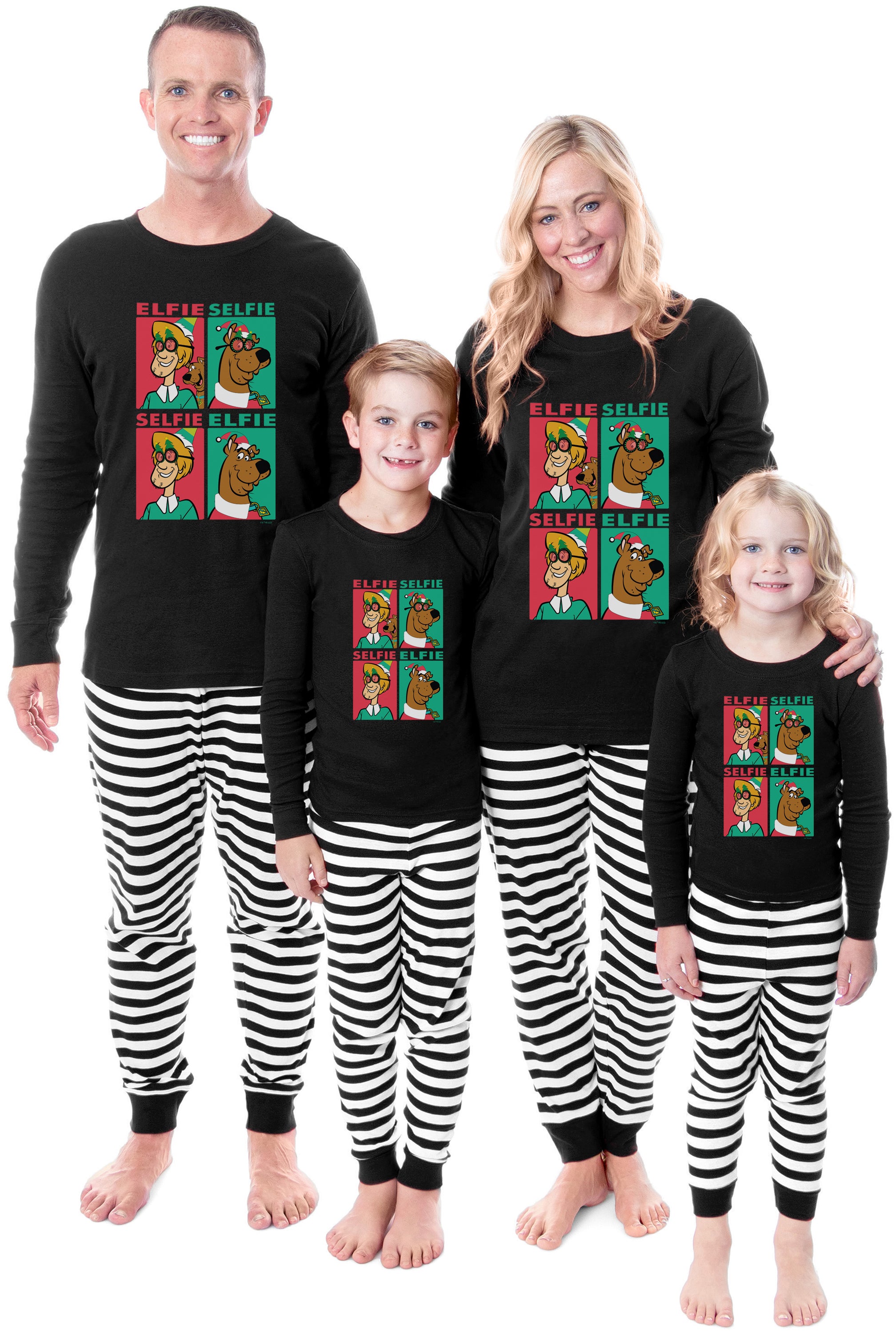 Scooby-Doo Shaggy Elfie Selfie Christmas Tight Fit Family Pajama Set