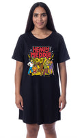 Scooby-Doo Womens' The Gang Shaggy Velma Daphne Fred Heavy Meddle Nightgown Sleep Pajama Shirt