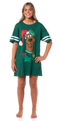 Scooby-Doo Women's Christmas Be Merry Nightgown Pajama Shirt Dress For Adults