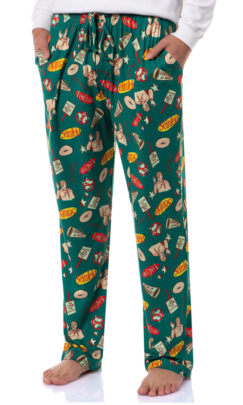 Seinfeld Men's Christmas Tossed Print Sleep Pajama Pants For Adults (Large)