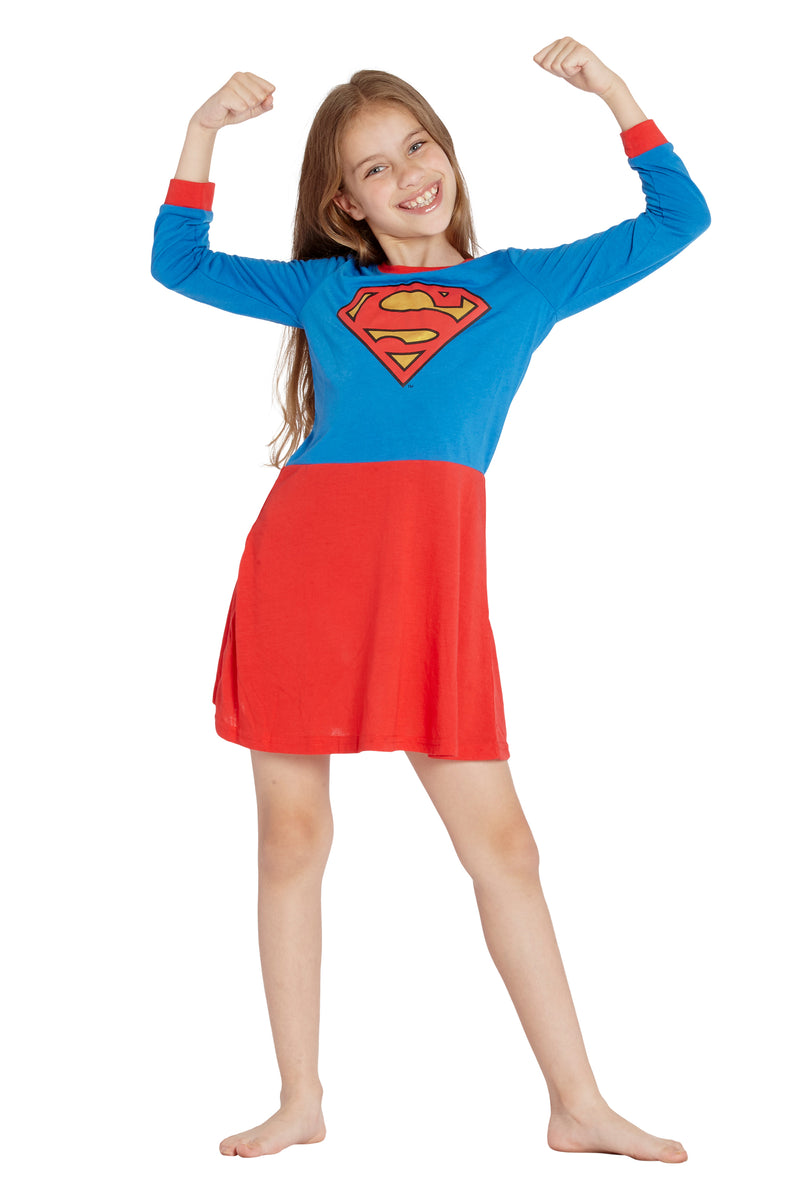 Supergirl Girls Big Flyaway Superhero Costume Pajama Nightgown