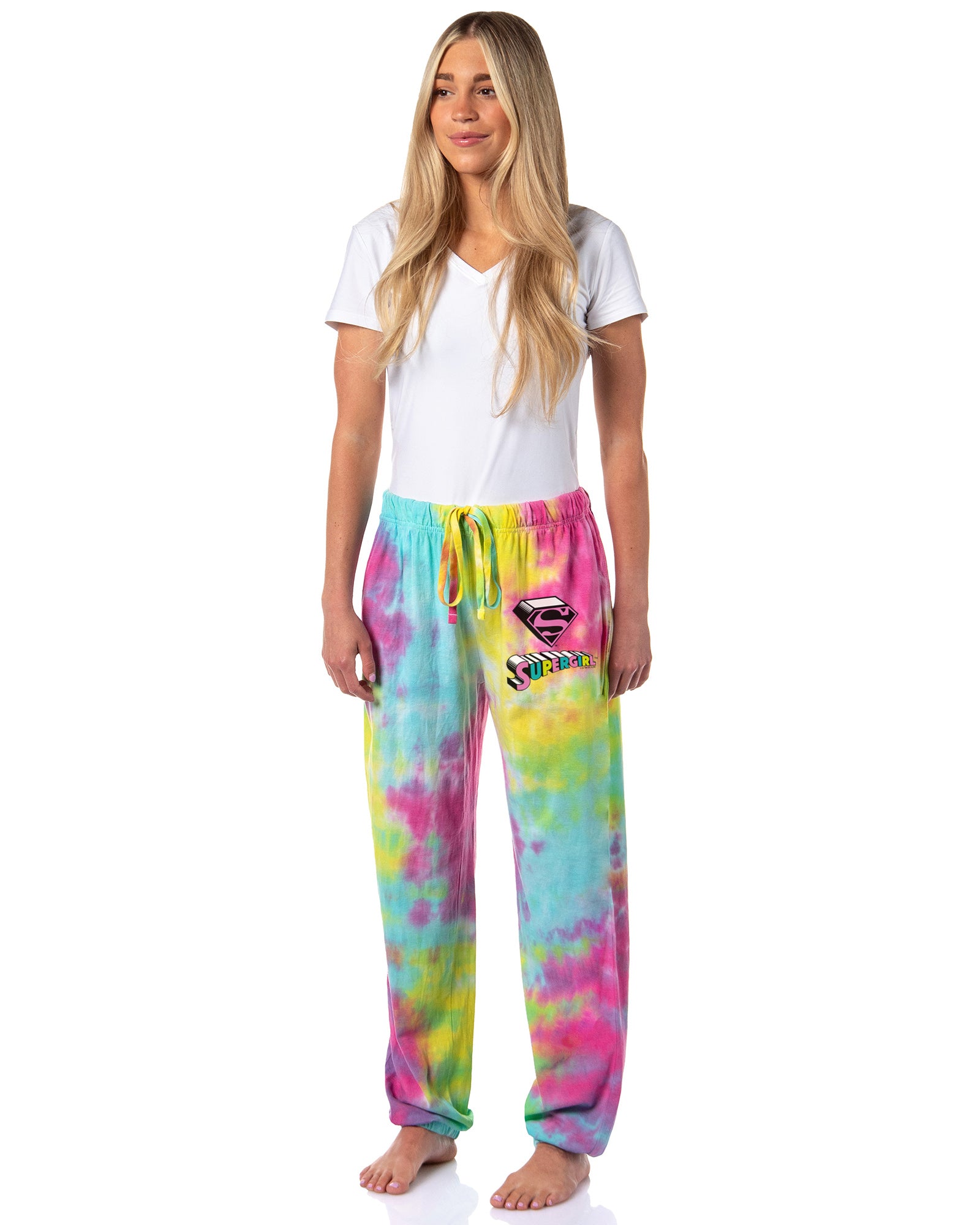 DC Comics Supergirl Jogger Pajama Pants Women's Rainbow Logo Pajamas