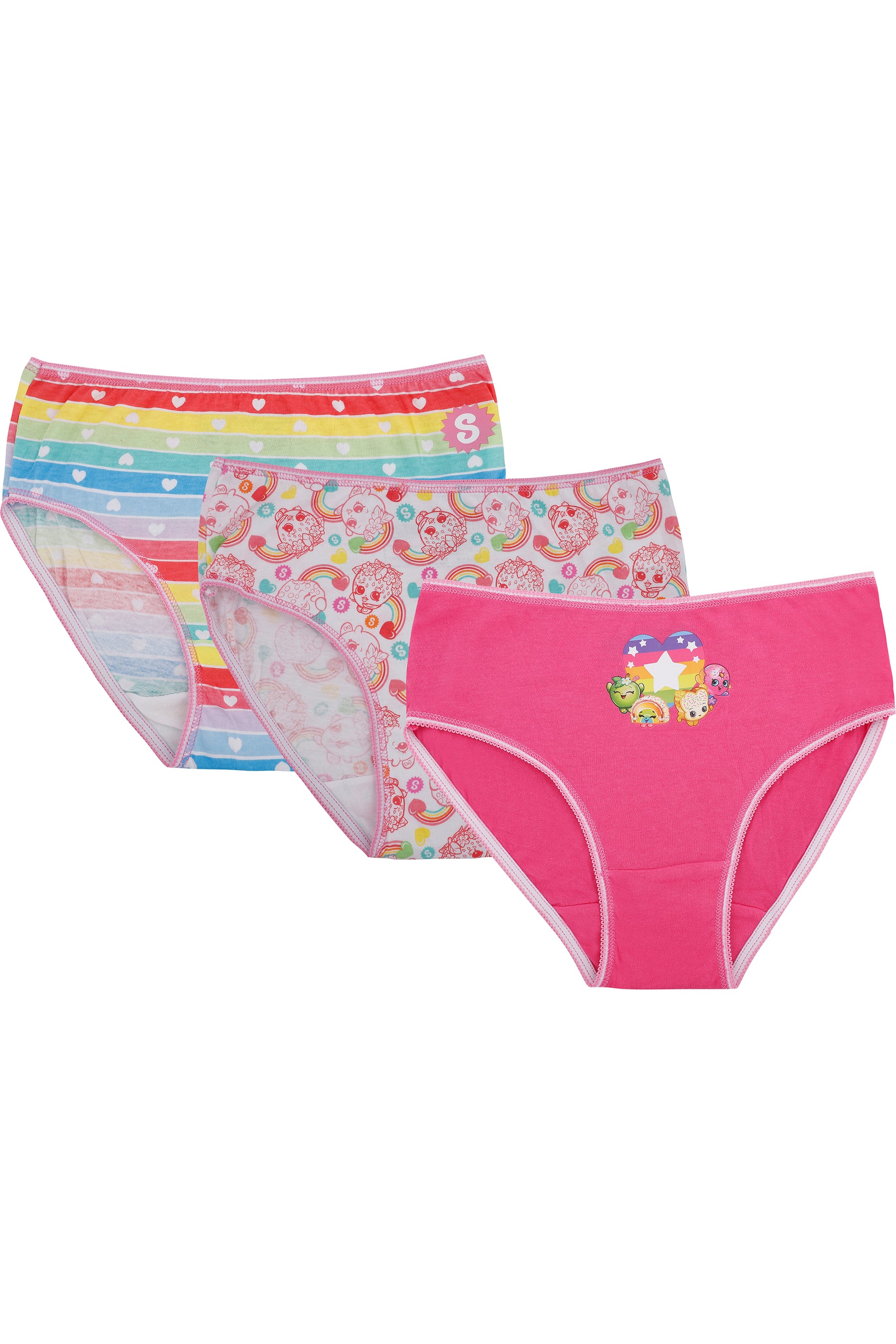 Shopkins Girls Underwear Rainbow Panties 3 Pack Briefs – PJammy