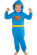DC Comics Toddler Kids Superhero Character Hooded Union Suit Footless Pajamas Costume
