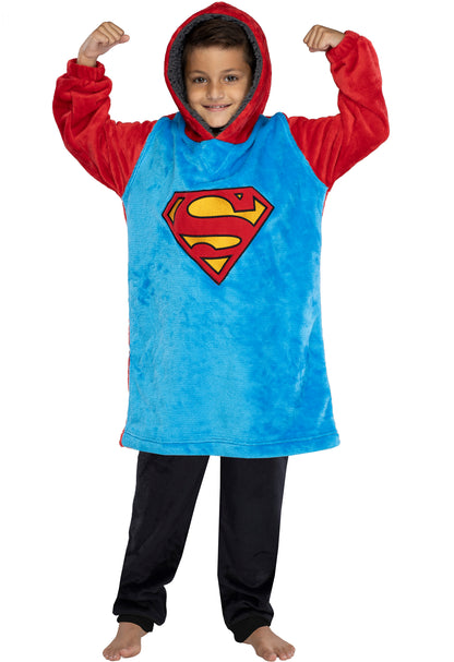 DC Comics Justice League Kids Superhero Oversized faux-shearling Sweatshirt Lounge Hoodie
