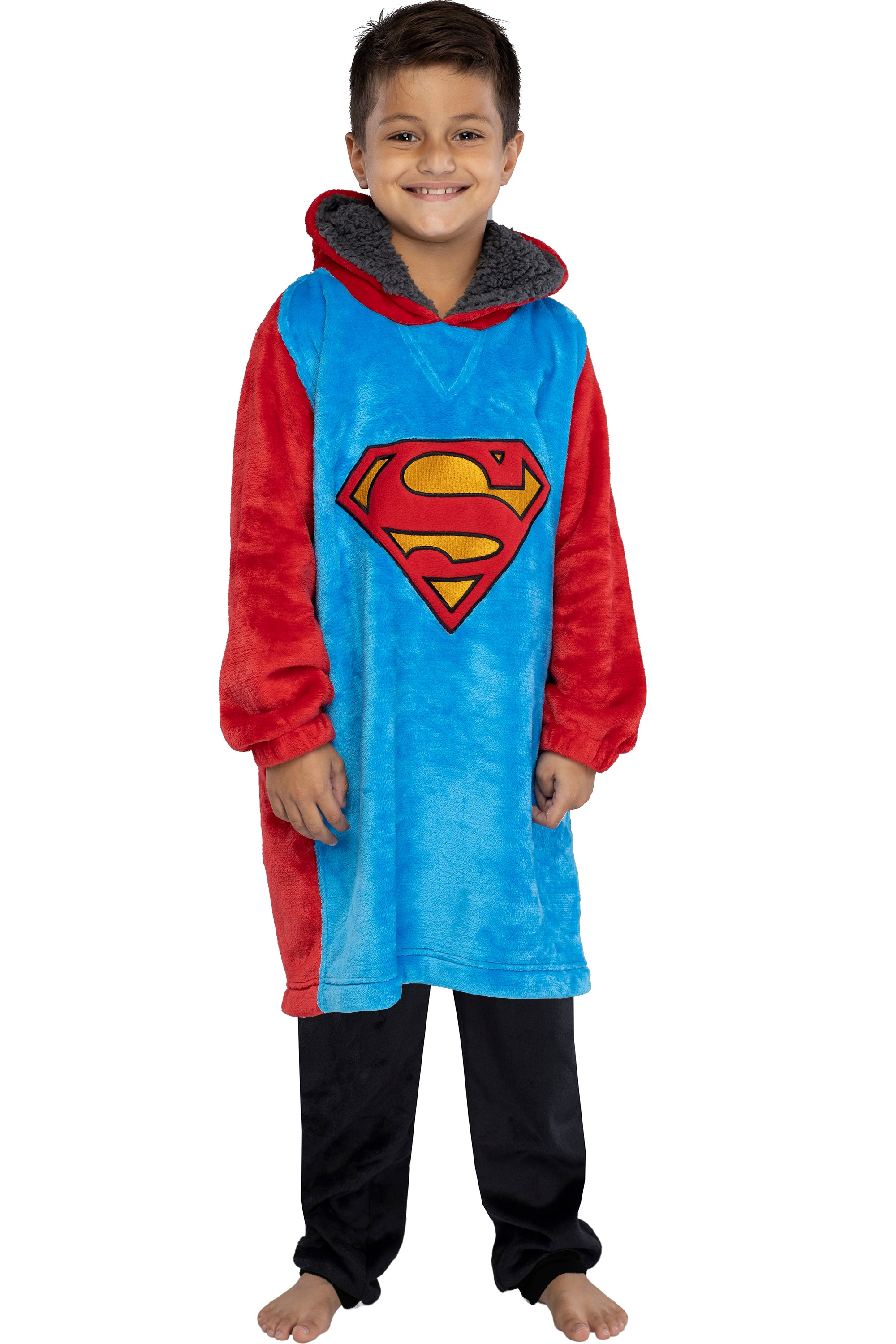 DC Comics Justice League Kids Superhero Oversized faux-shearling Sweatshirt Lounge Hoodie
