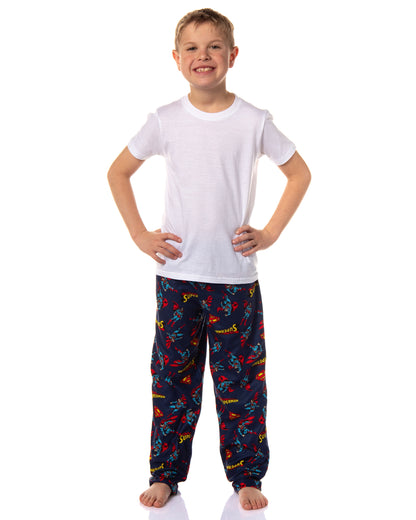 DC Comics Superman Pajama Pants Boys' Allover Flying Stance Logo Design