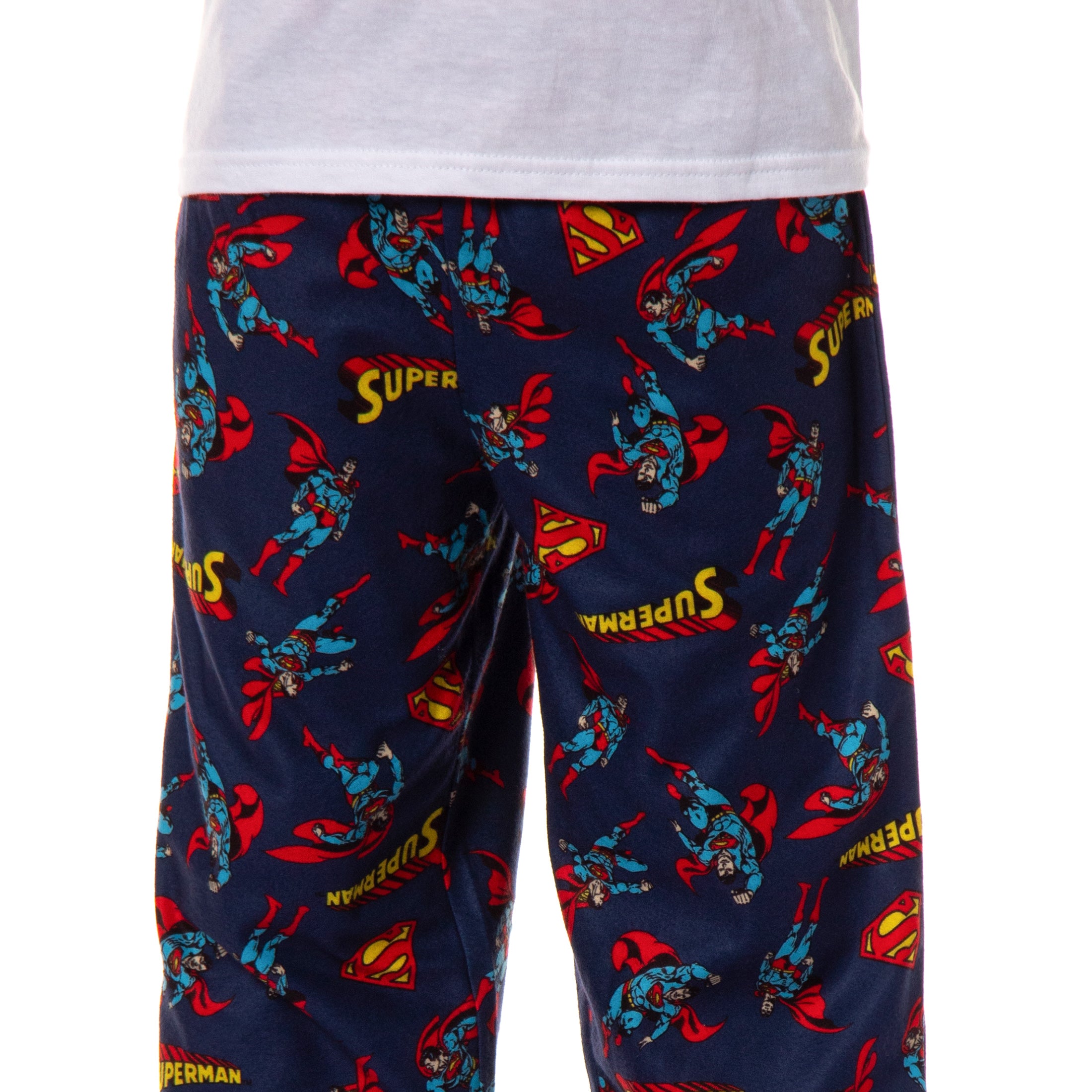 DC Comics Superman Pajama Pants Boys' Allover Flying Stance Logo Design