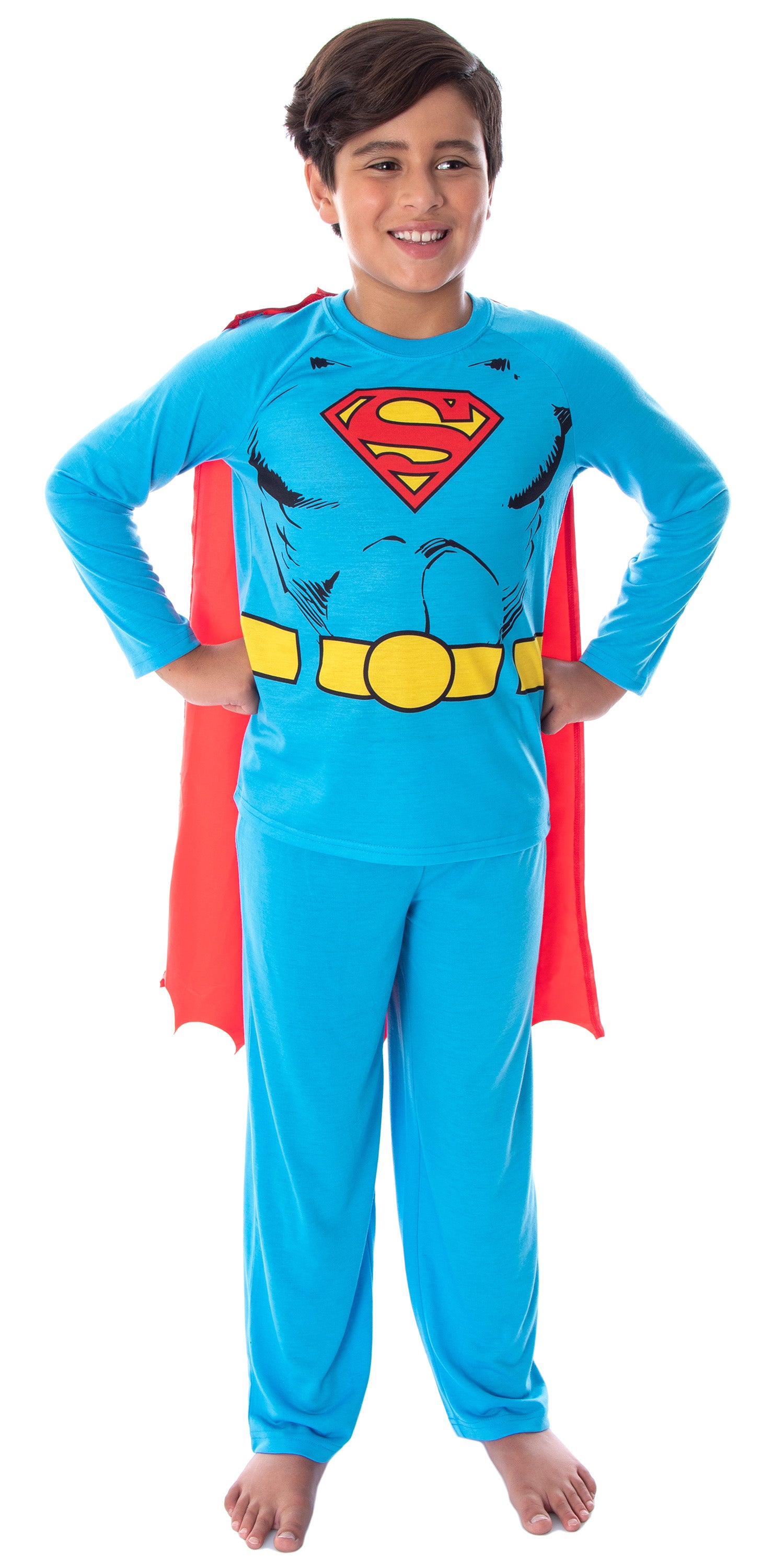 DC Comics Boys' Superman Costume Shirt And Pants Pajama Set with Cape (6/7)