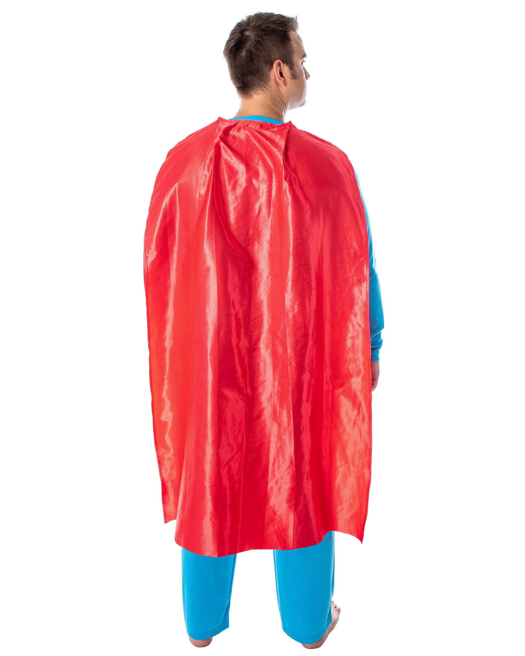 DC Comics Men's Superman Costume Raglan Shirt And Pants Pajama Set with Cape