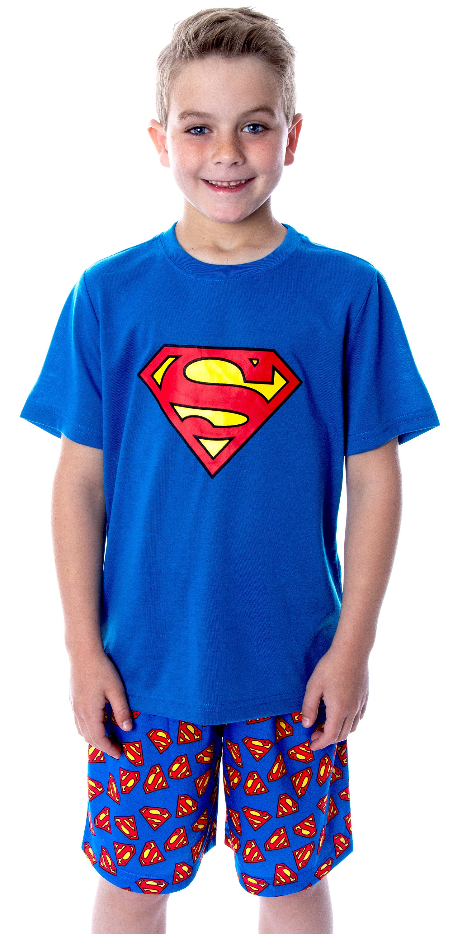 DC Comics Big Boys' Superman Logo Short Sleeve Pajama Short Set (8)