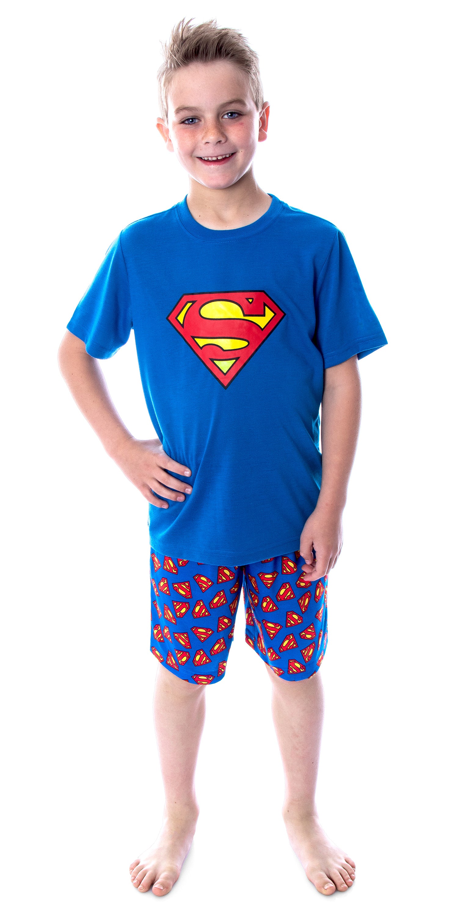 DC Comics Big Boys' Superman Logo Short Sleeve Pajama Short Set (14/16)