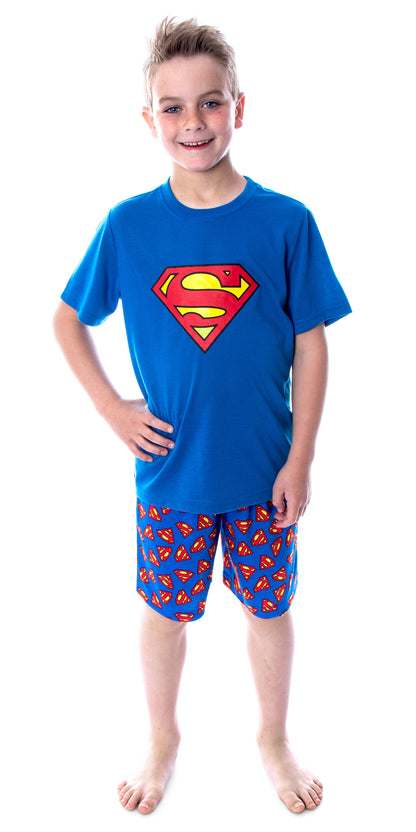 DC Comics Big Boys' Superman Logo Short Sleeve Pajama Short Set (14/16)
