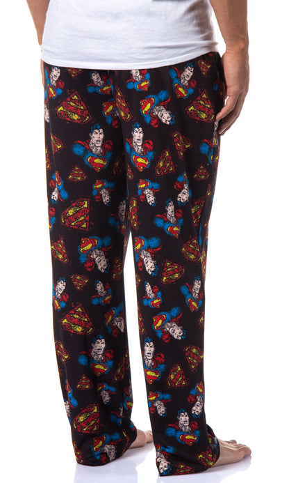 DC Comics Mens' Distressed Classic Superman All Over Pajama Sleep Pants