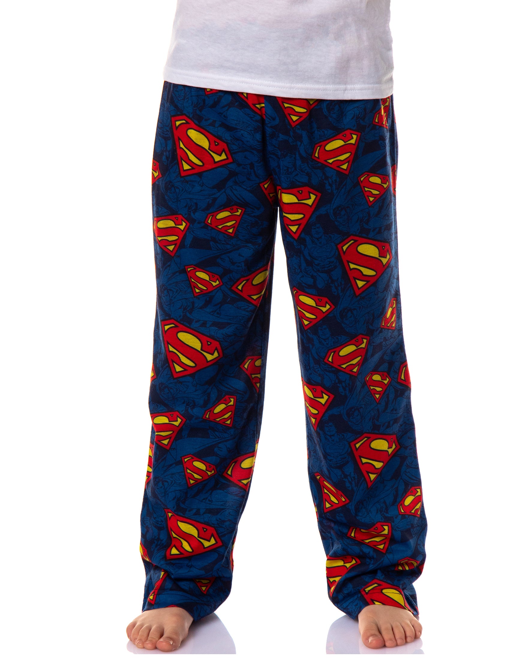 DC Comics Superman Pajama Pants Boys' All-Over Logo Shield Design