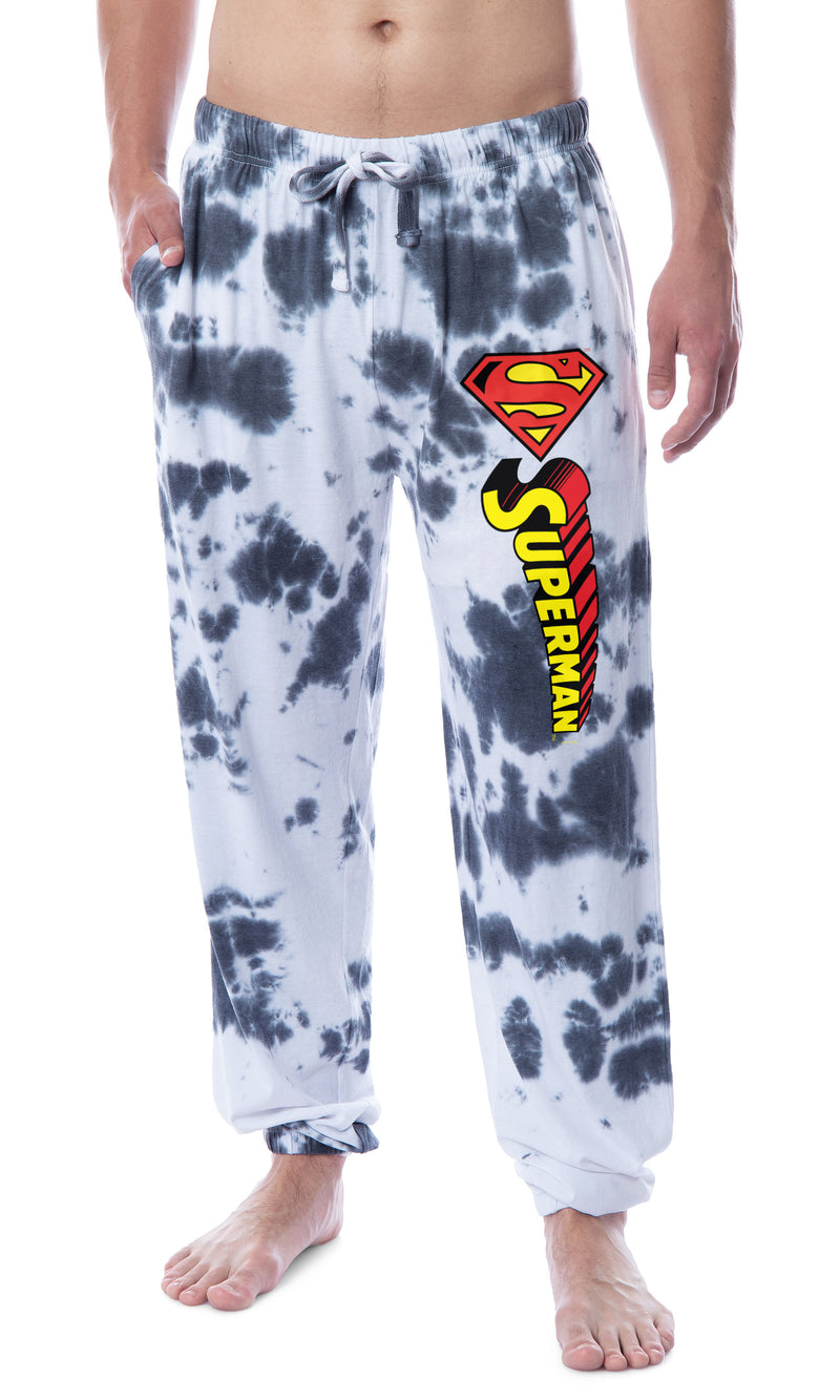 DC Comics Mens' Superman Tie Dye Logo Sleep Jogger Pajama Pants (Large)