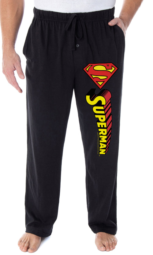 DC Comics Men's Classic Superman S Symbol And Script Logo Loungewear Pajama Pants (X-Large)