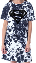 DC Comics Womens' Superman Tie-Dye Logo Nightgown Sleep Pajama Shirt (Medium)