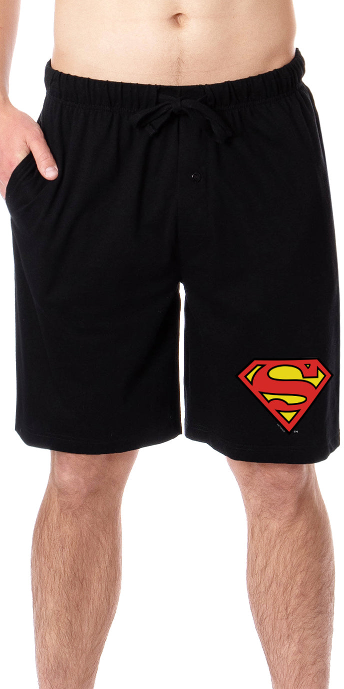 DC Comics Mens' Superman 'S' Logo Icon Character Sleep Pajama Shorts (Large)