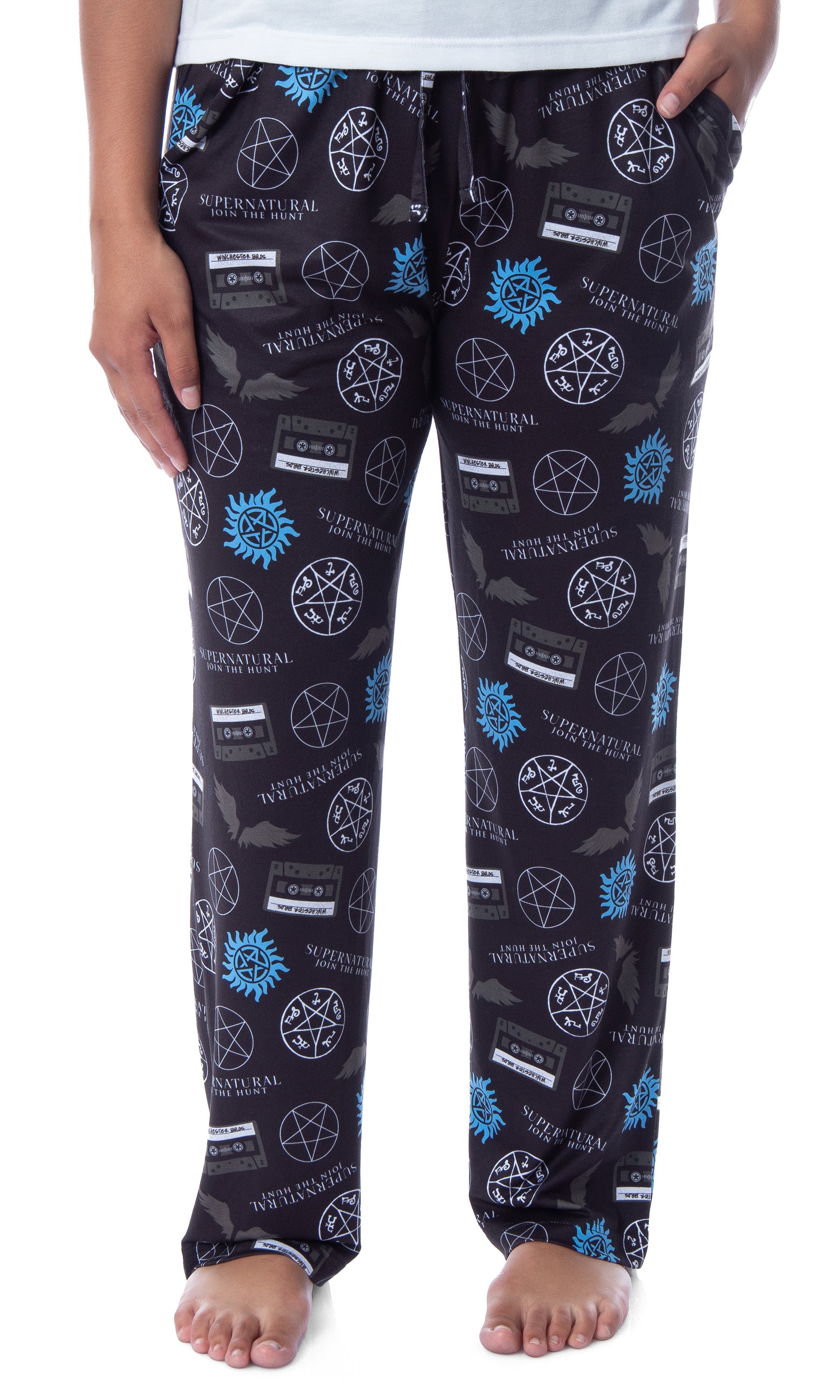 Supernatural Womens' Join The Hunt Anti-Possession Castiel Logos Pajama Pants (S)