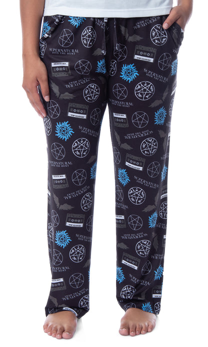 Supernatural Womens' Join The Hunt Anti-Possession Castiel Logos Pajama Pants (S)