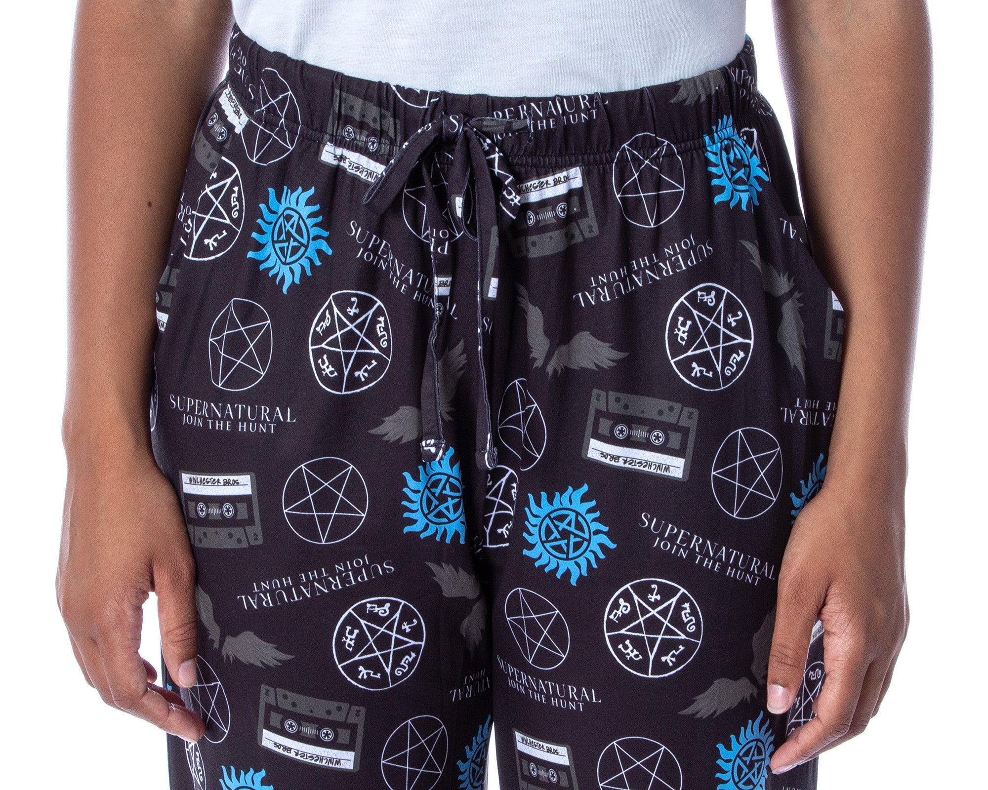 Supernatural Womens' Join The Hunt Anti-Possession Castiel Logos Pajama Pants (S)