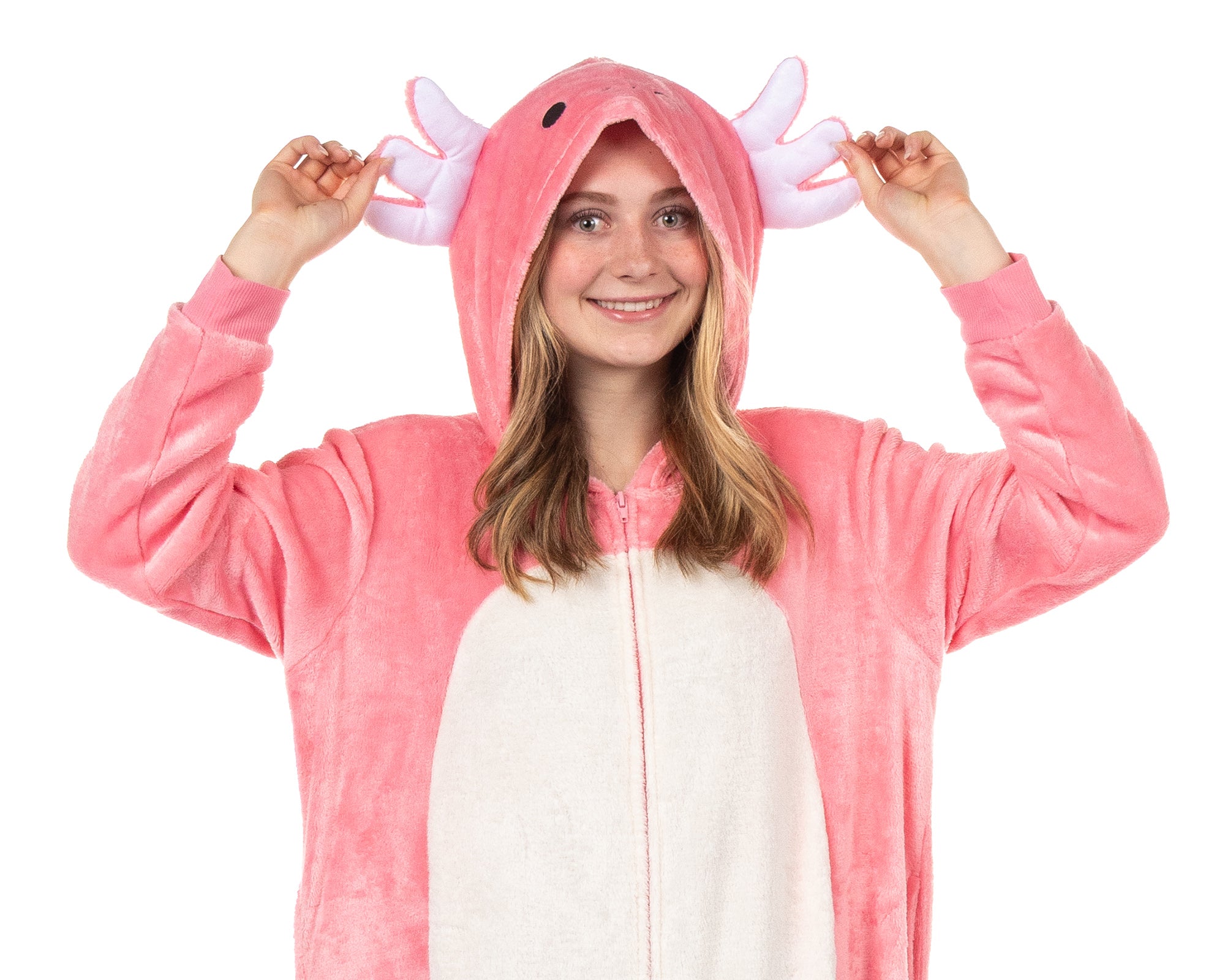 Squishmallows Union Suit Girls' Kigurumi One Piece Pajamas (Axolotl, 10/12)
