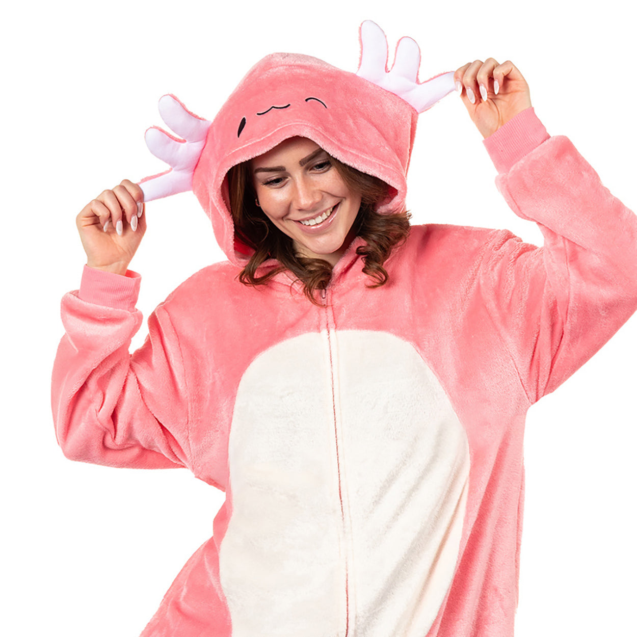 Squishmallows Union Suit Women's Kigurumi Pajama Costume (Axolotl, L/XL)