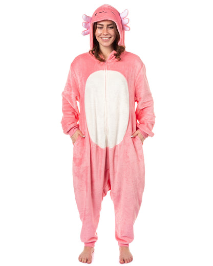 Squishmallows Union Suit Women's Kigurumi Pajama Costume (Axolotl, XXL/XXXL)
