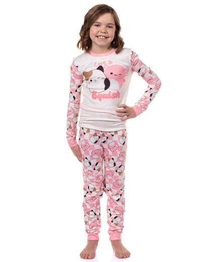 Squishmallows Girls' Love to Squish 2-Piece Tight Fit Pajama Set (8)