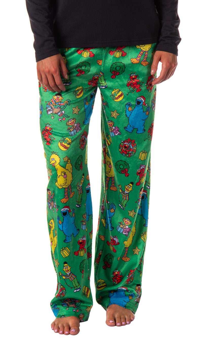 Sesame Street Women's Holiday Party Elmo Cookie Monster Bert Big Bird Sleep Pajama Pants