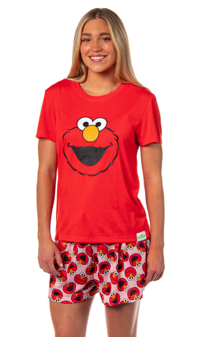 Sesame Street Women's Face Tossed Print Sleep Pajama Set Shorts