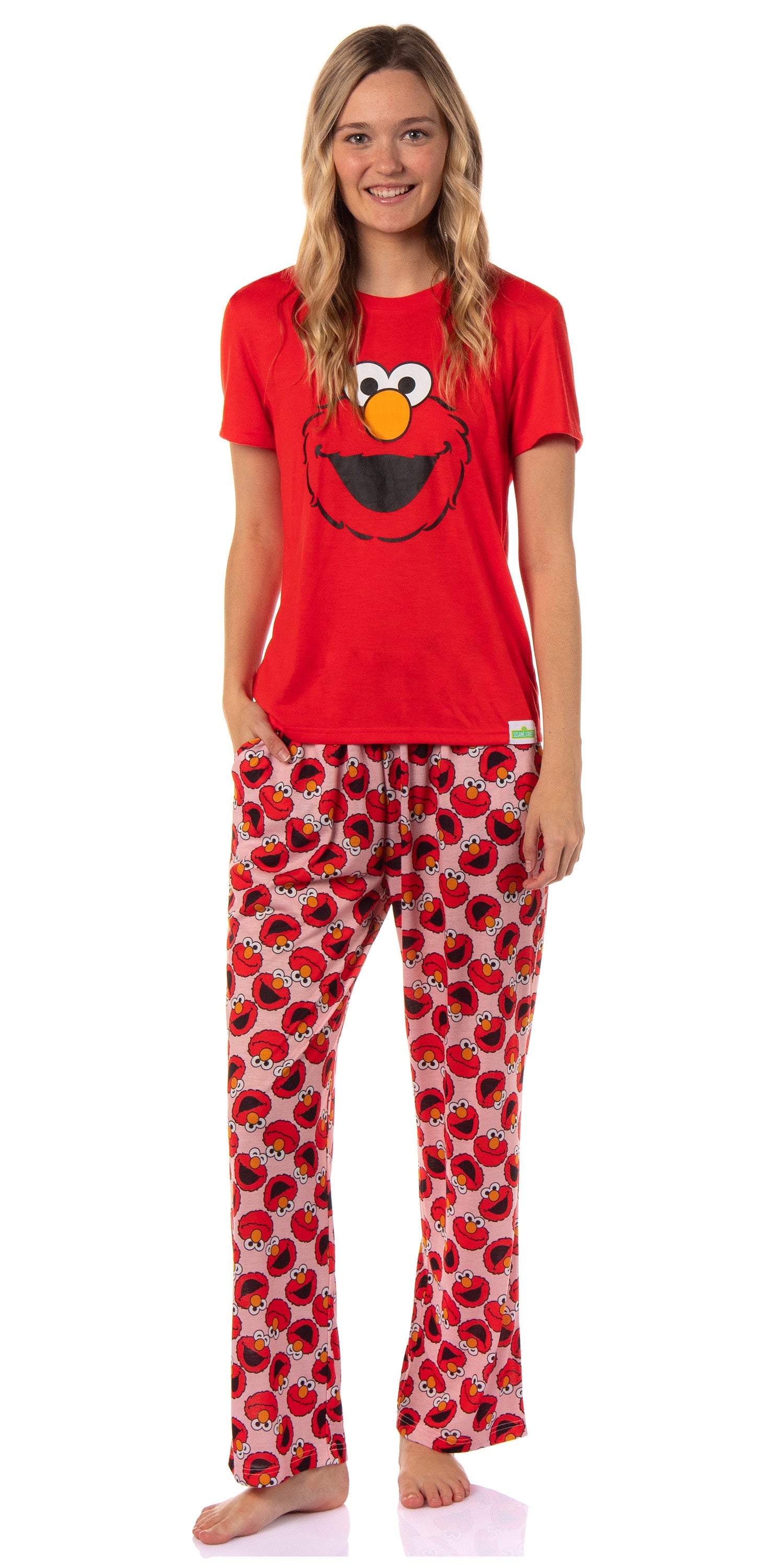 Sesame Street Women's Big Face Tossed Print Character Sleep Pajama Set